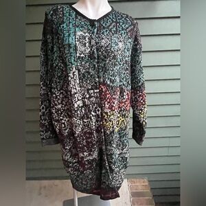 J. Jill Black and Teal Knit Sweater